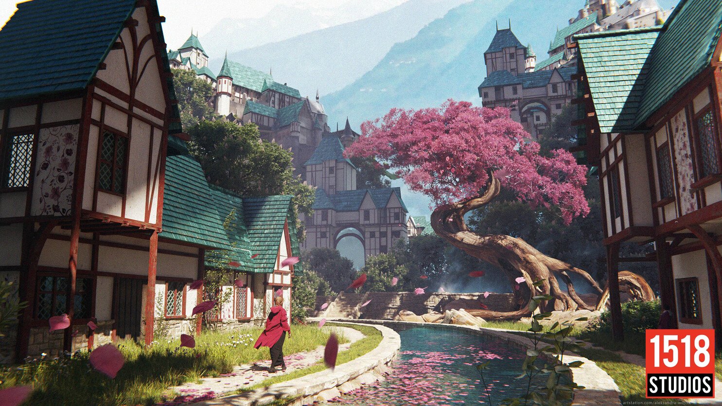 Fantasy Street — 1518 Studios environment concept art by Aleksandra Wojcik