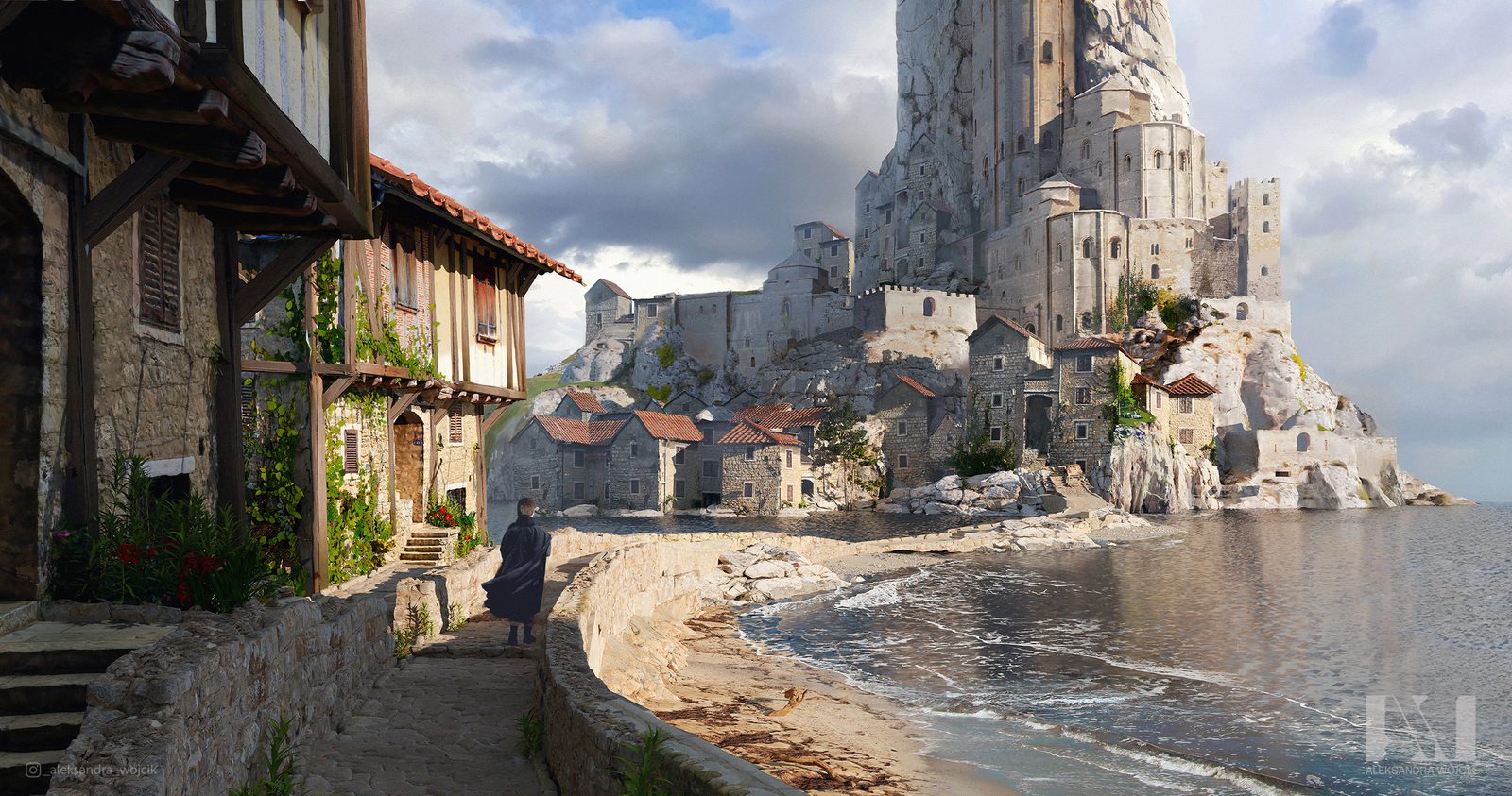 Fantasy Seaside Castle — environment concept art by Aleksandra Wojcik