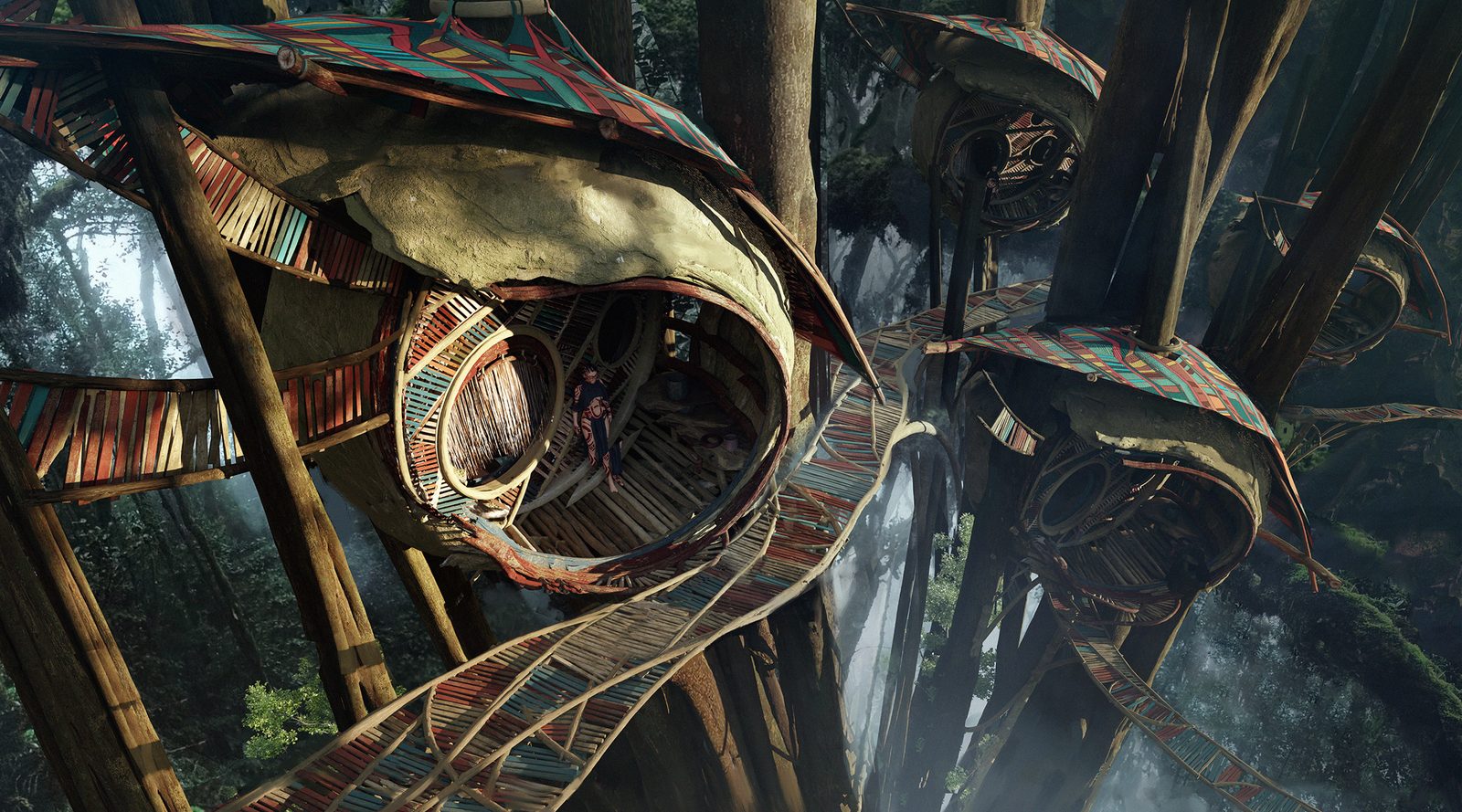 Treehouses — environment concept art by Aleksandra Wojcik