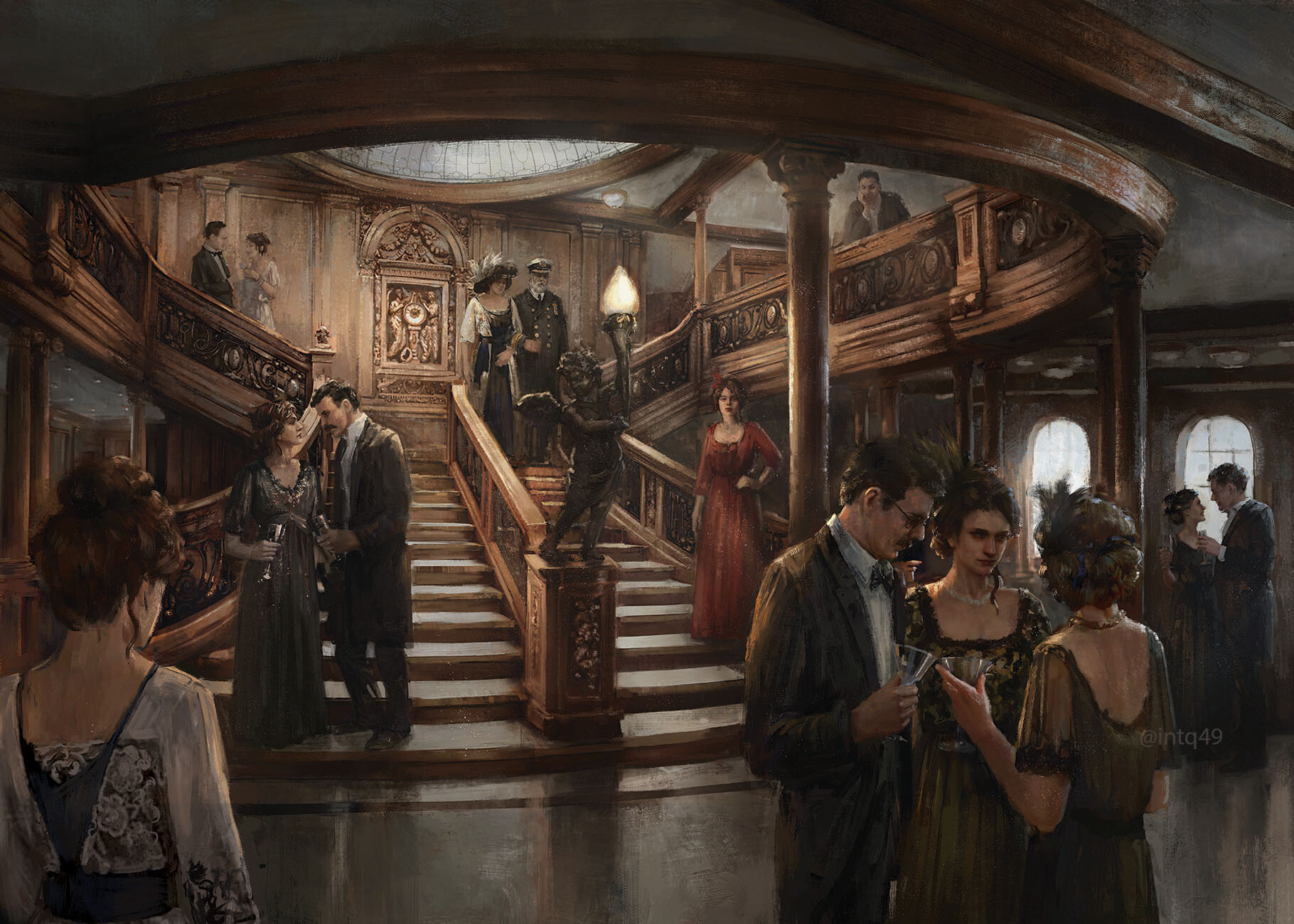 Titanic Grand Staircase — illustration by Aleksandra Wojcik